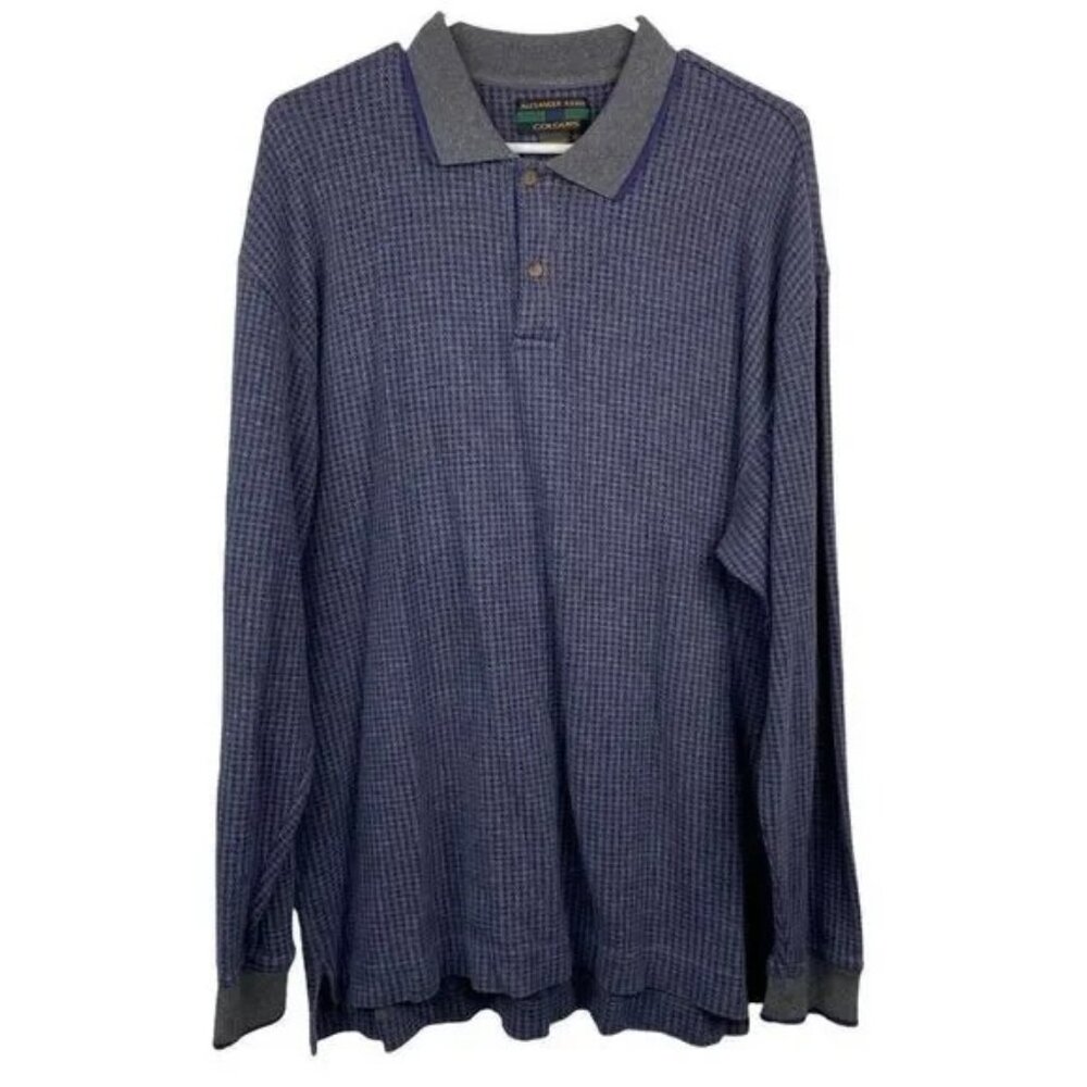 ALEXANDER JULIAN COLOURS MEN'S LONG‎ SLEEVE BLUE/GRAY POLO SHIRT XL